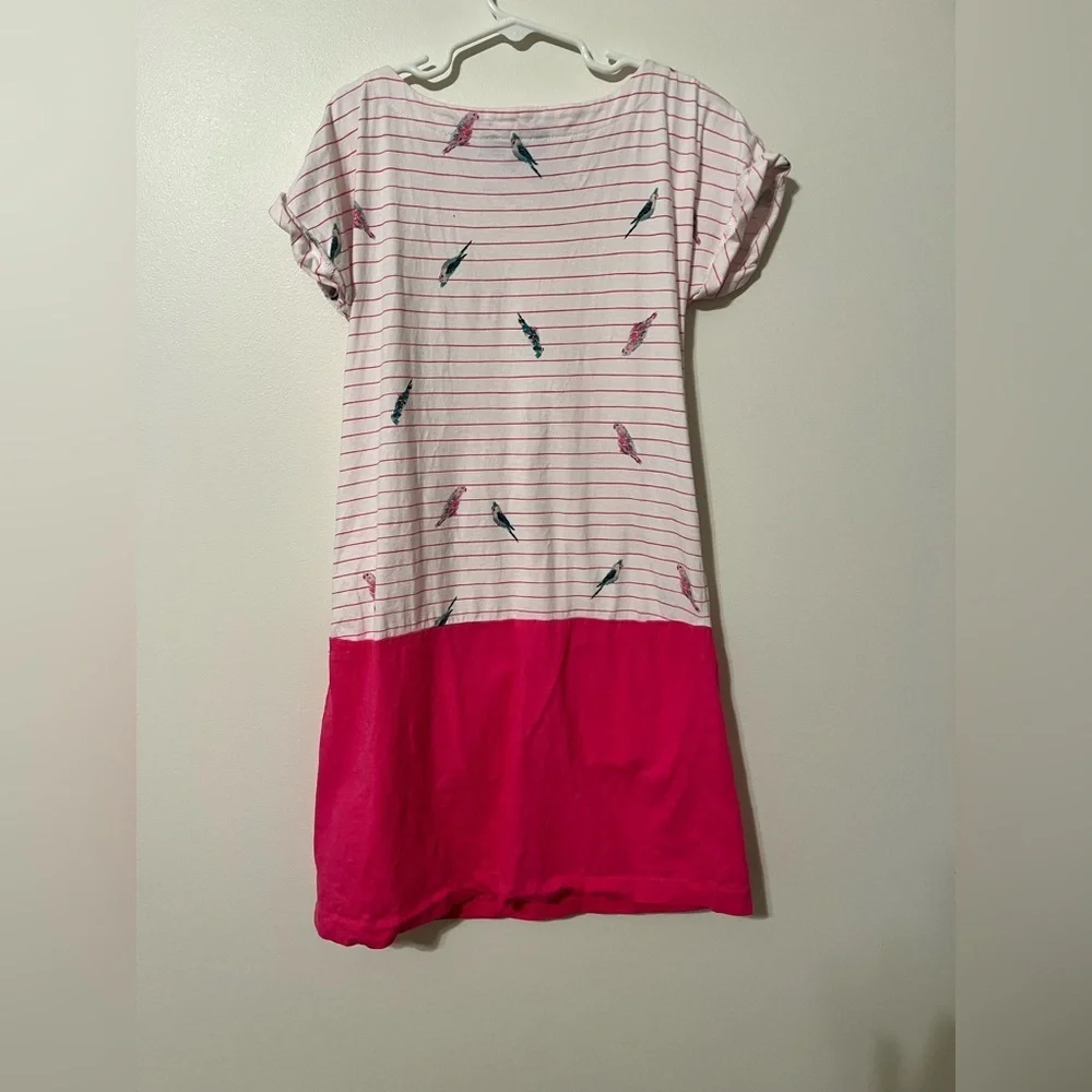 Joules Parrot Print Striped Pocket Dress